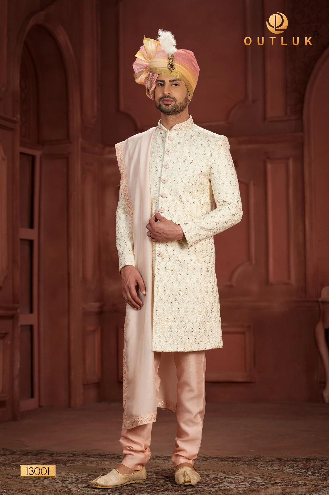 Outluk Wedding Sherwani Vol 13 Pure Silk Wholesale Handwork Sherwani Collection Catalog — Singles, MPA wholesale from Surat - Gallery Image 16